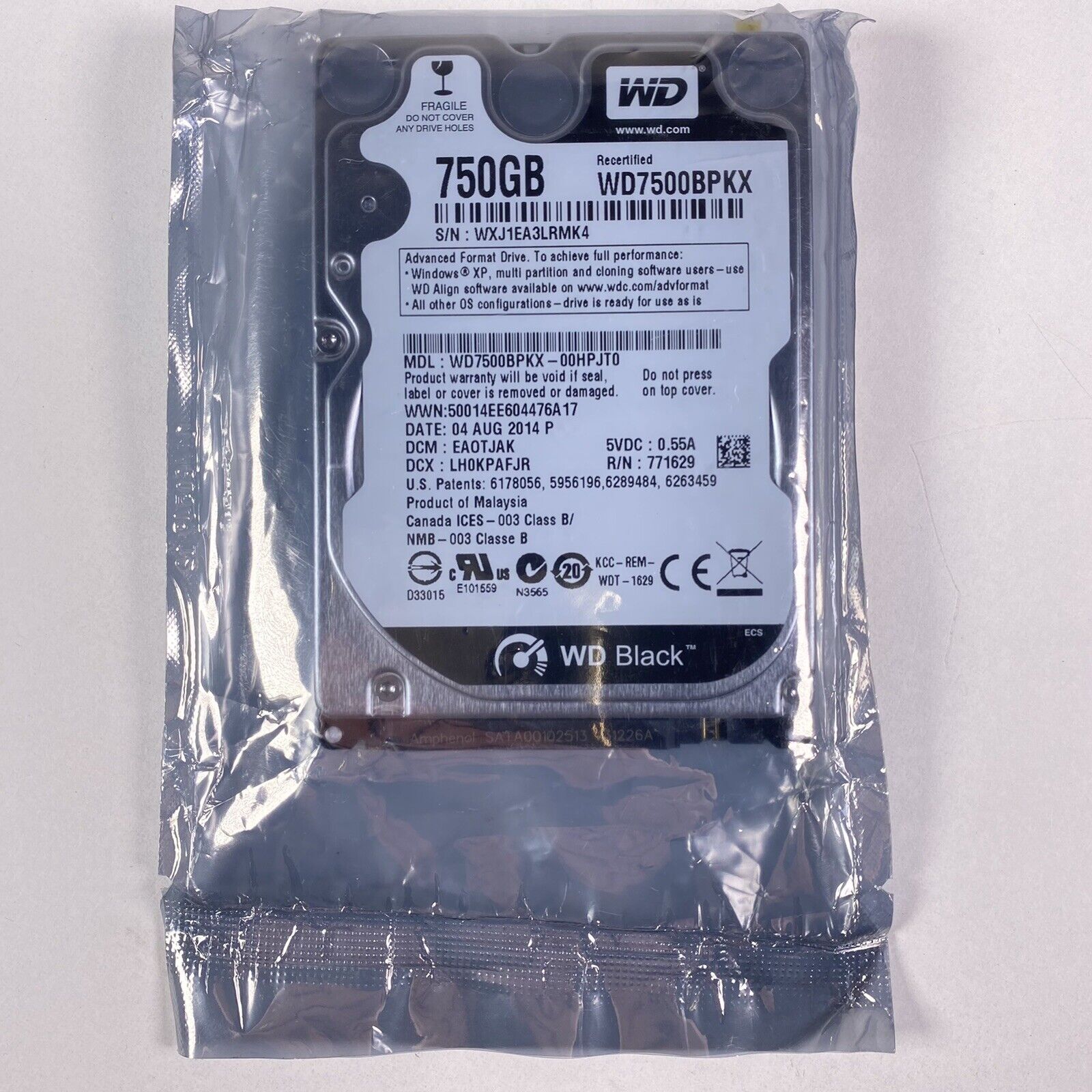 WD Black 750GB WD7500BPKX 2.5