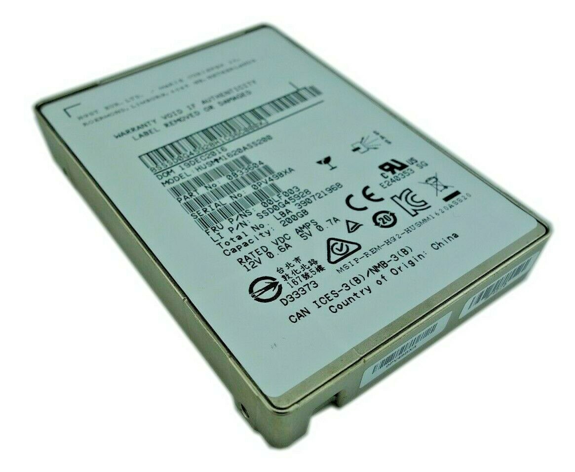 Lenovo HGST 200GB SAS 12Gb/s 2.5" SSD HUSMM1620ASS200 00LF003 SSD0G45928 