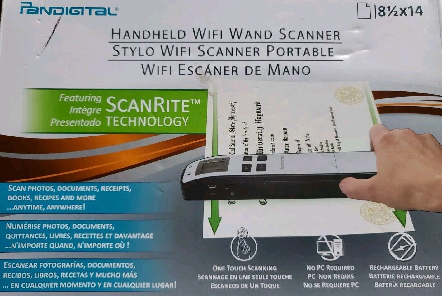 Pandigital Handheld WiFi Wand Scanner - Scan Rite Tech. S8X1102MO New