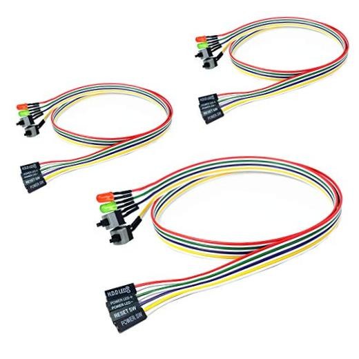 3 Pack Computer Case ATX Power On Off Reset Switch Cable with 2 x LED 3-Pack