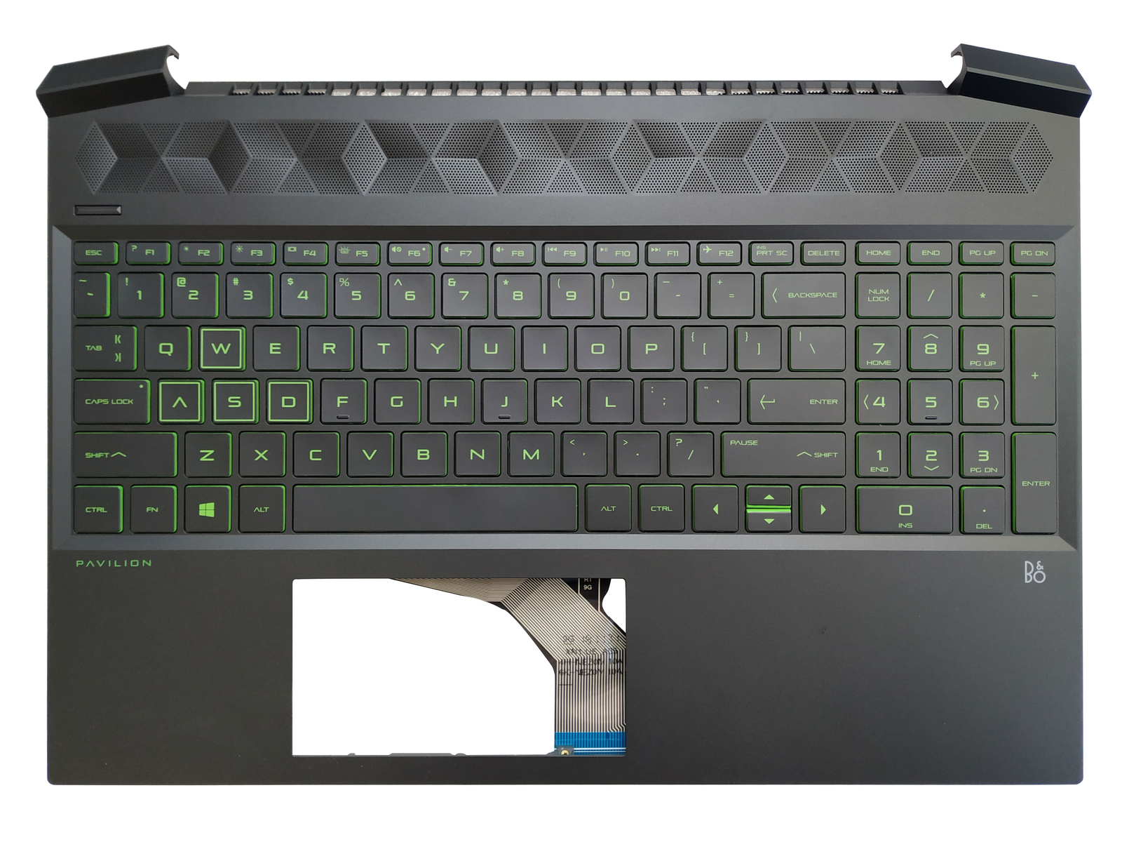 Laptop NEW FOR HP Pavilion 15-EC Palmrest Backlit Keyboard Green Keys L72597-001