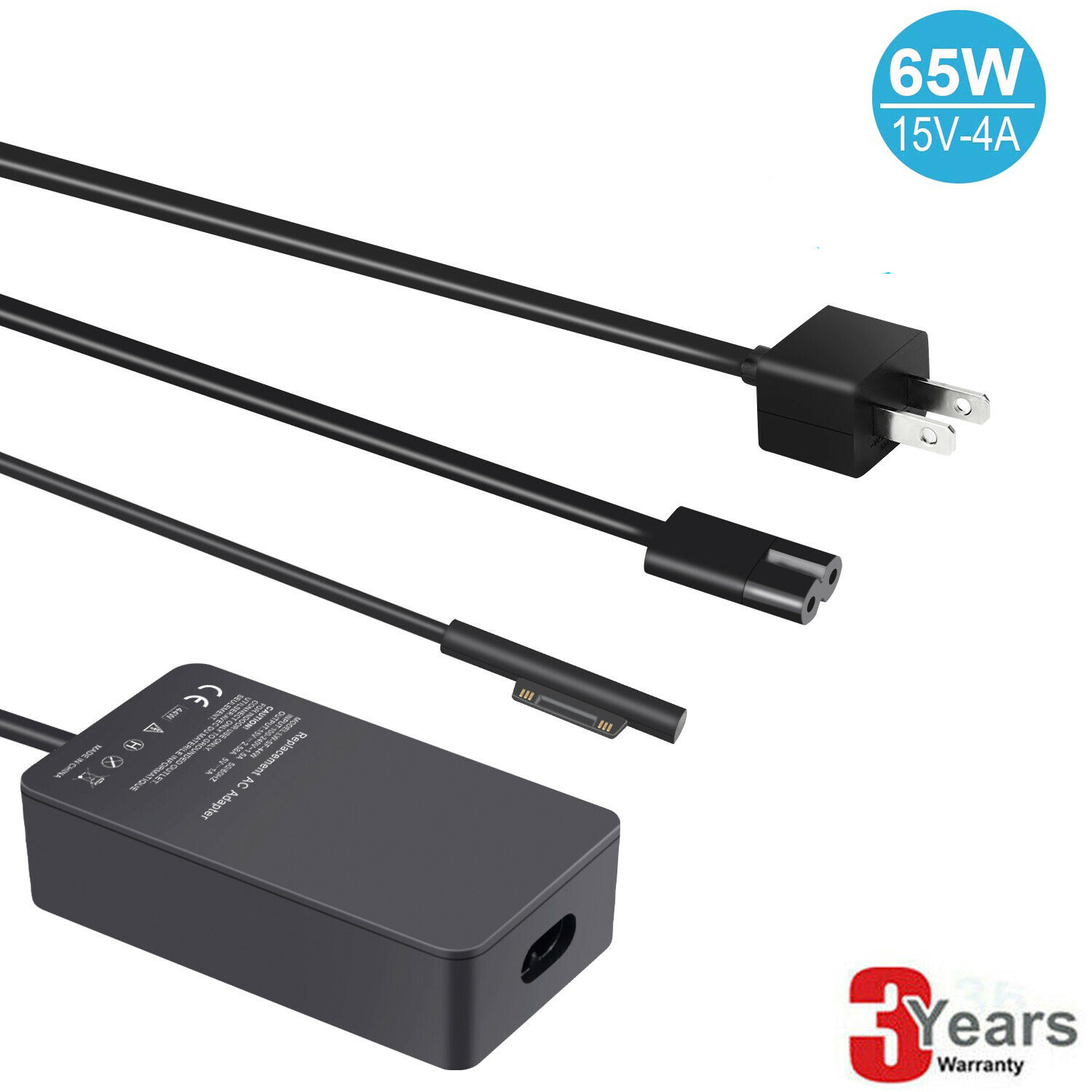 Laptop Charger 65W 15V 4A AC Adapter for Microsoft Surface Pro X/Pro 3/4/5/6/7