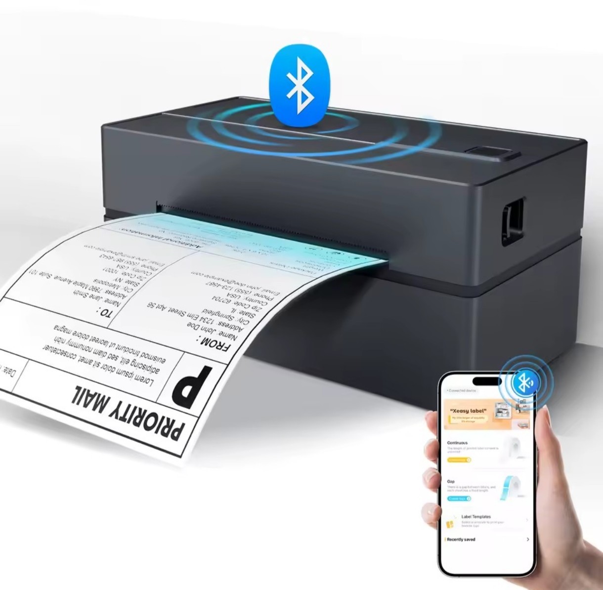 Thermal label printer portable no ink required 203DPI 4×6 for small business...