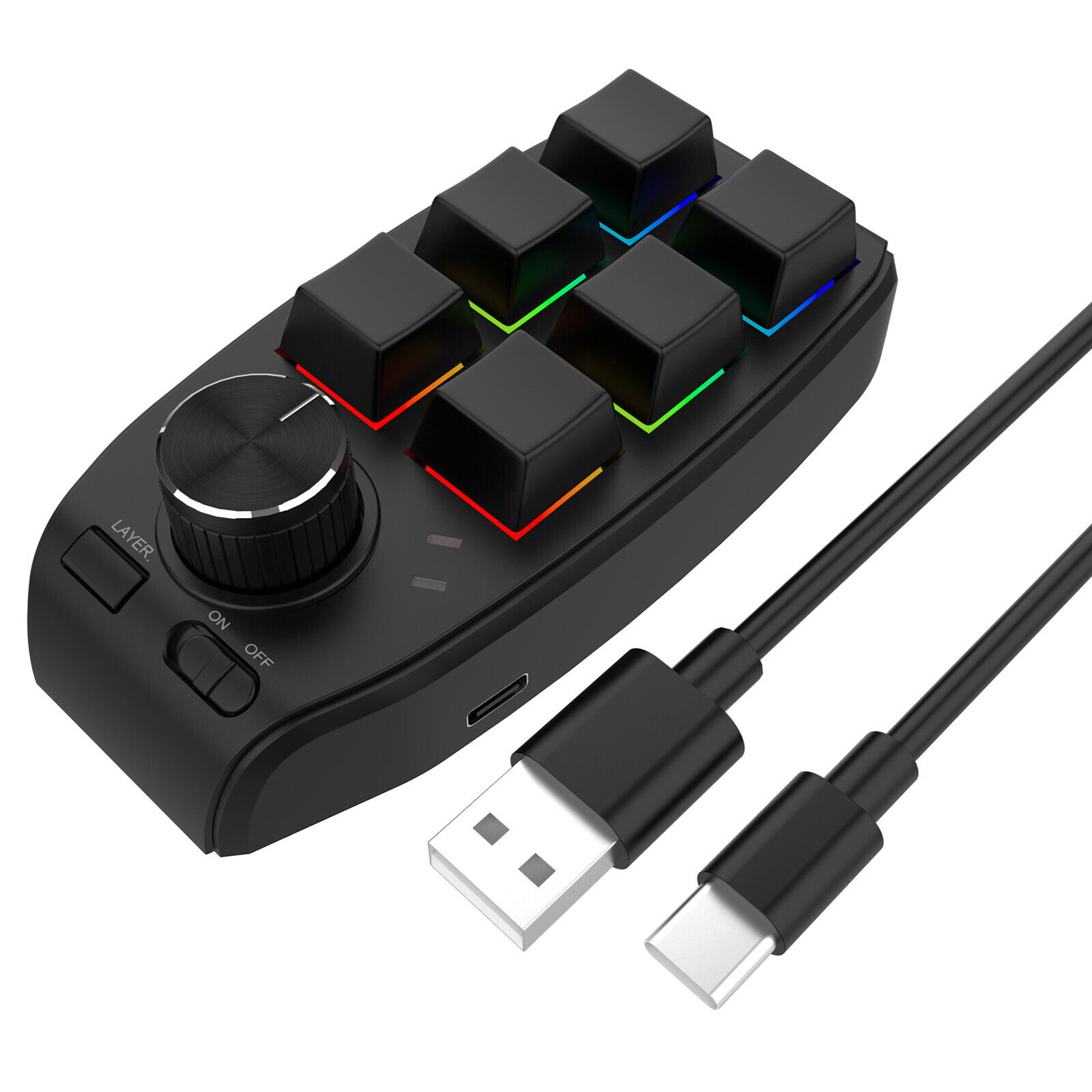 Gaming Mini Programming Macro Keyboard RGB Custom Knob Keyboard 6 Keys 1 Knob t