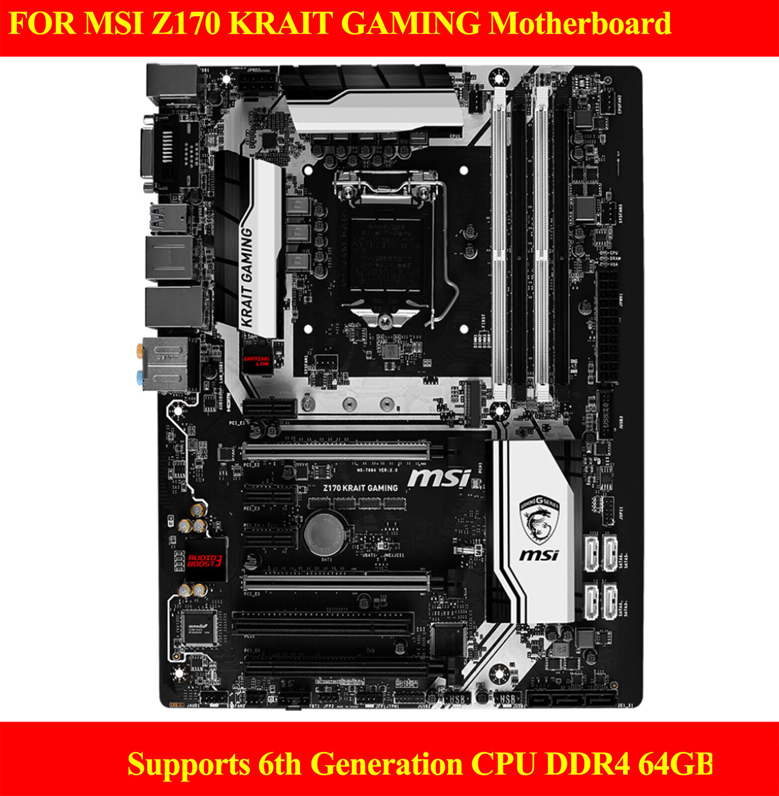 Test 100% OK FOR MSI Z170 KRAIT GAMING Motherboard Supports 6th Generation CPU