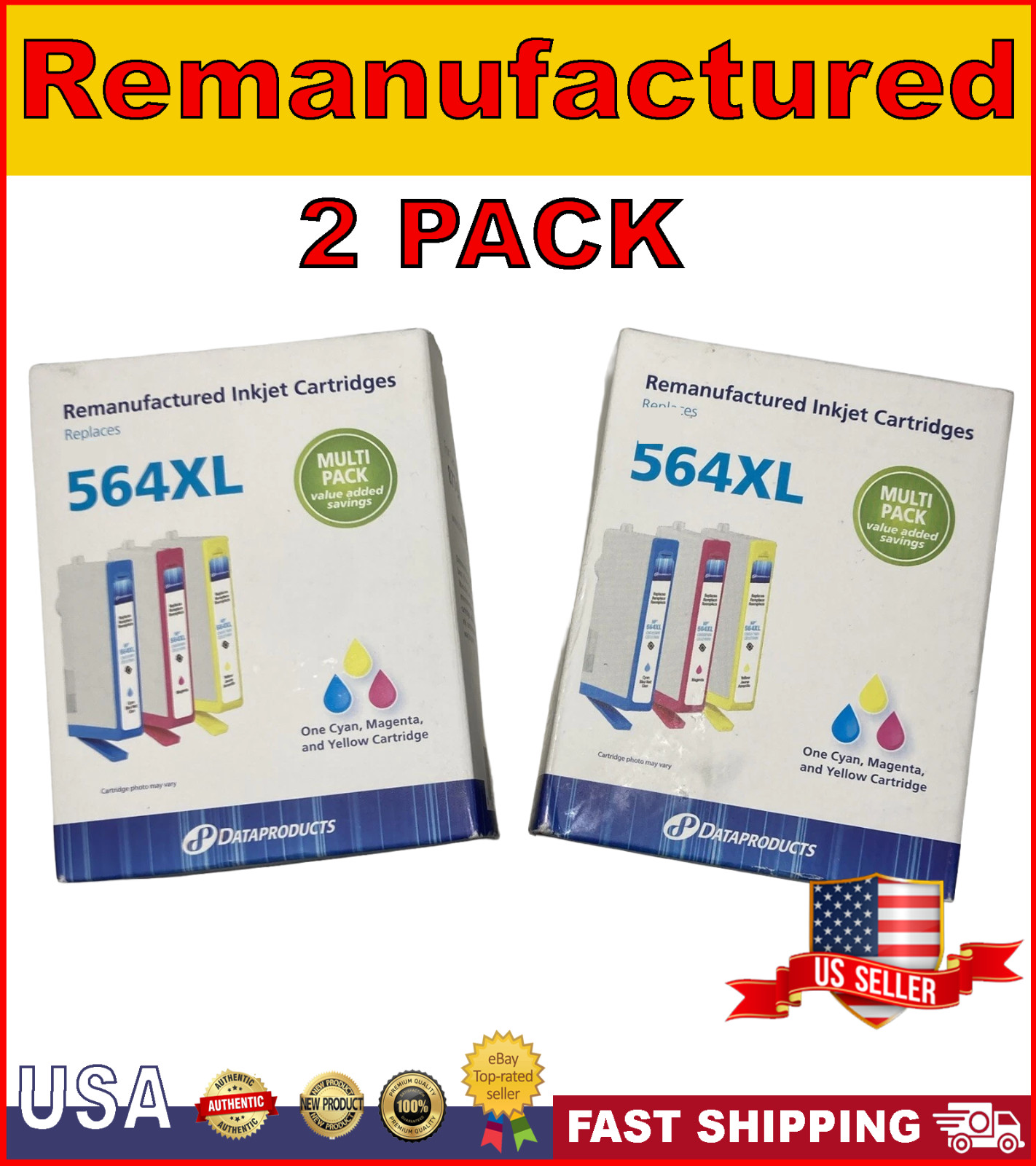 Dataproducts Inkjet Cartridge 564XL Cyan Magenta Yellow Cartridges | 2 PACK