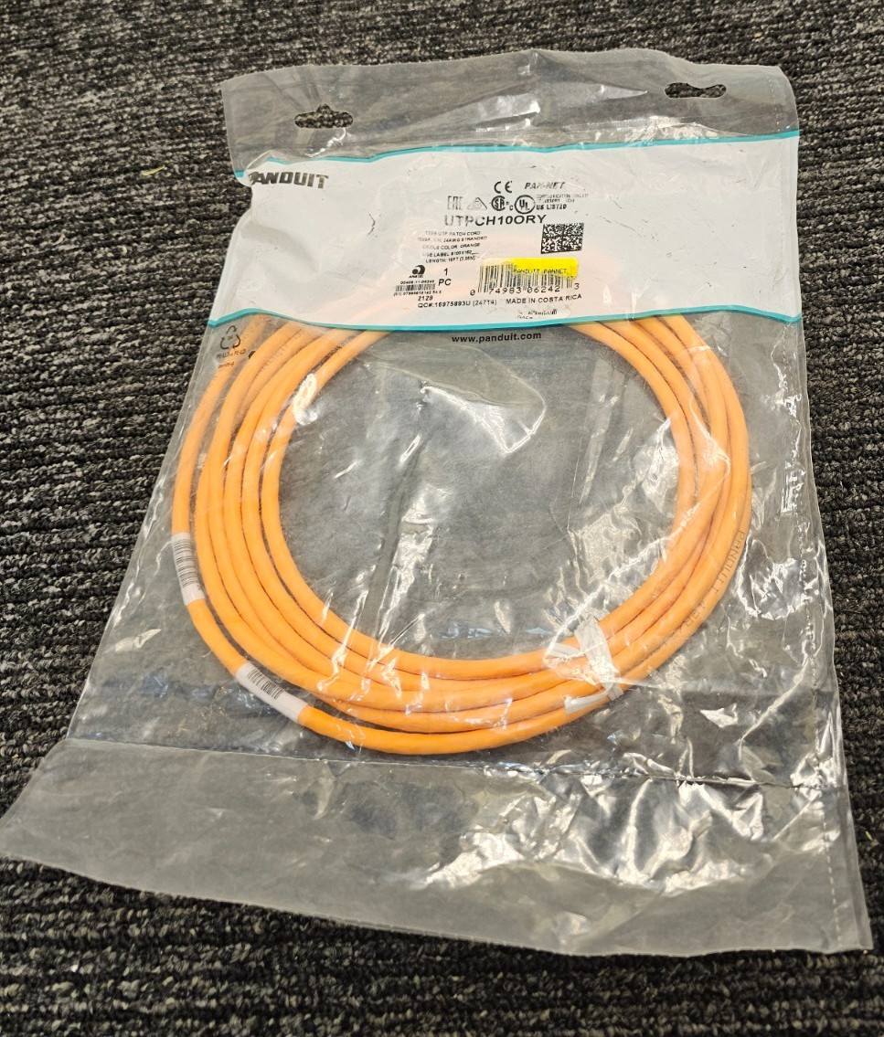 (QTY 4) Panduit UTPCH10ORY Cat-5E 10ft Patch Cord Orange