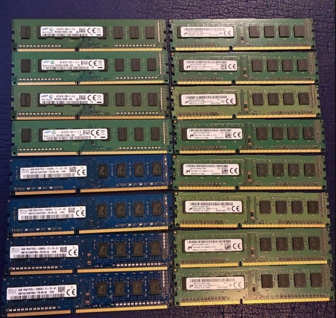 Lot of 16 4GB DDR3 Desktop RAM PC3-12800U 1600MHz 2Rx8 Samsung Hynix Micron