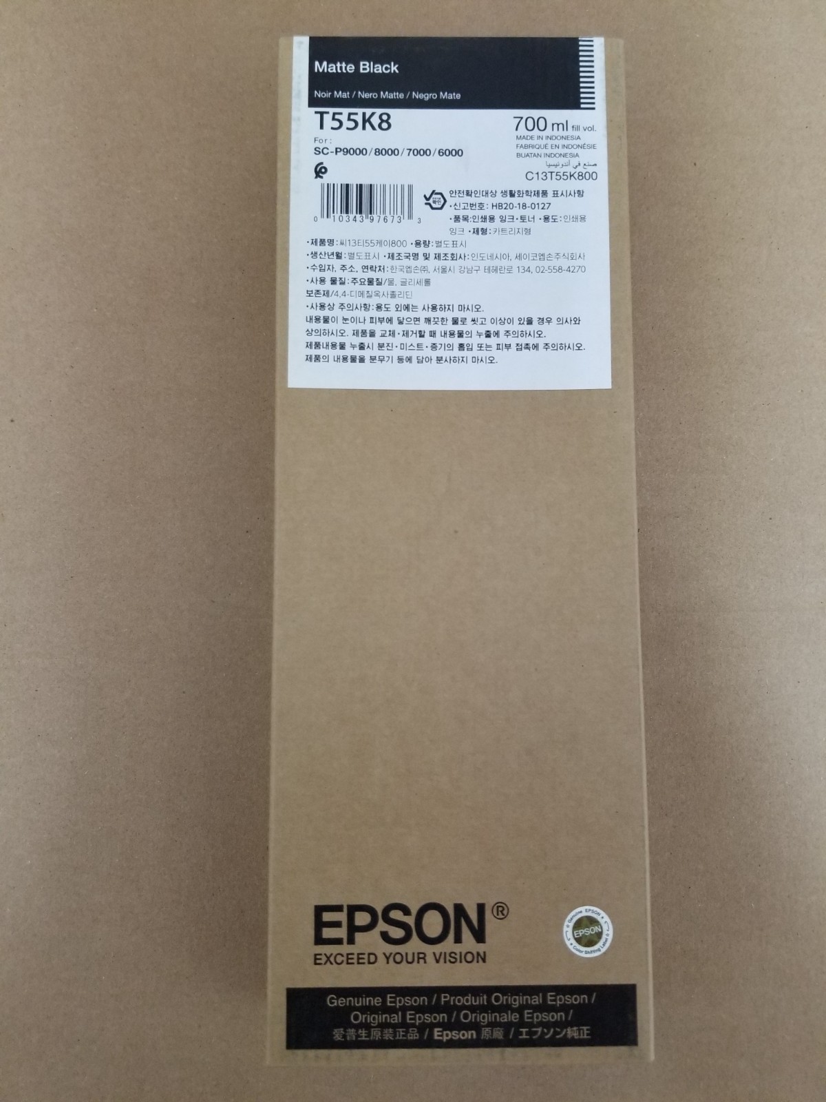 GENUINE Epson UltraChrome HD Matte Black Ink 700ml For P6/7/8/9000 (T55K800)