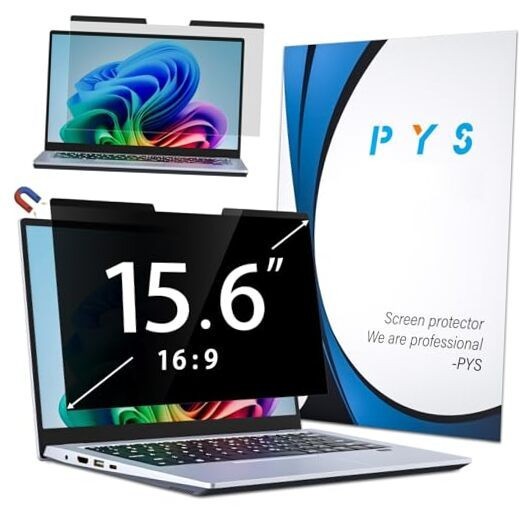 PYS Magnetic Laptop Privacy Screen Filter 15.6 Inch 16:9 - Detachable Screen Cov