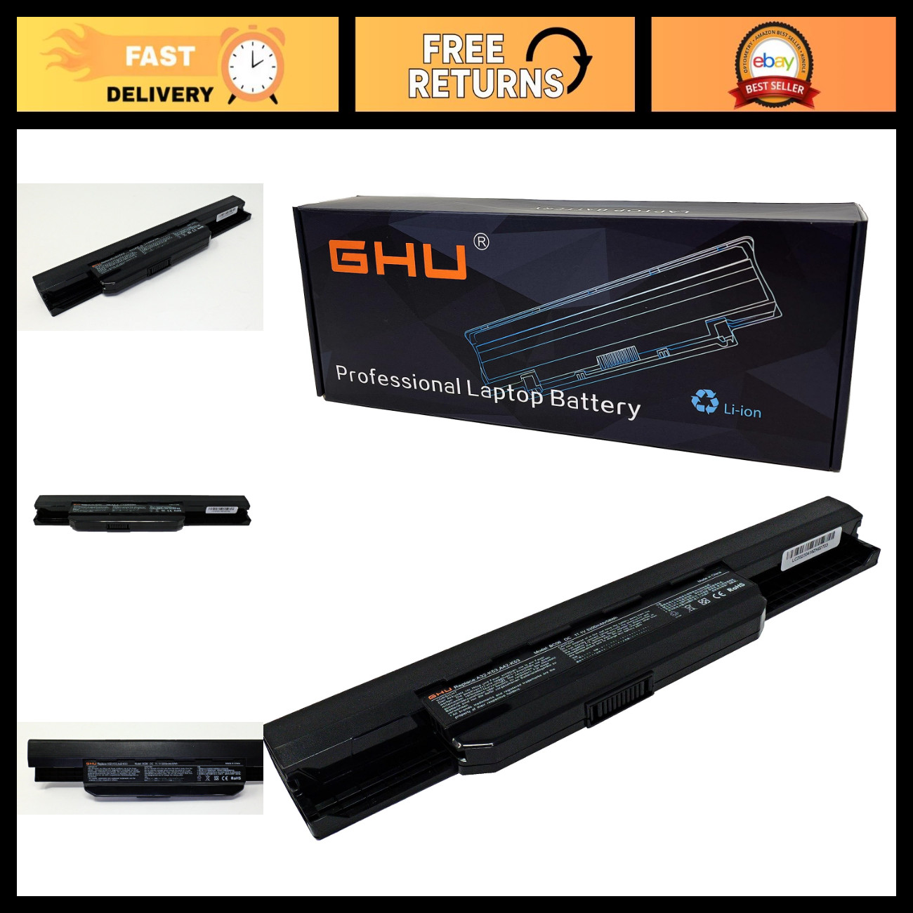 58Wh 10.8V Laptop Battery Replacement for Asus A53 K53 K54 K84 N53 A31 A41 A42