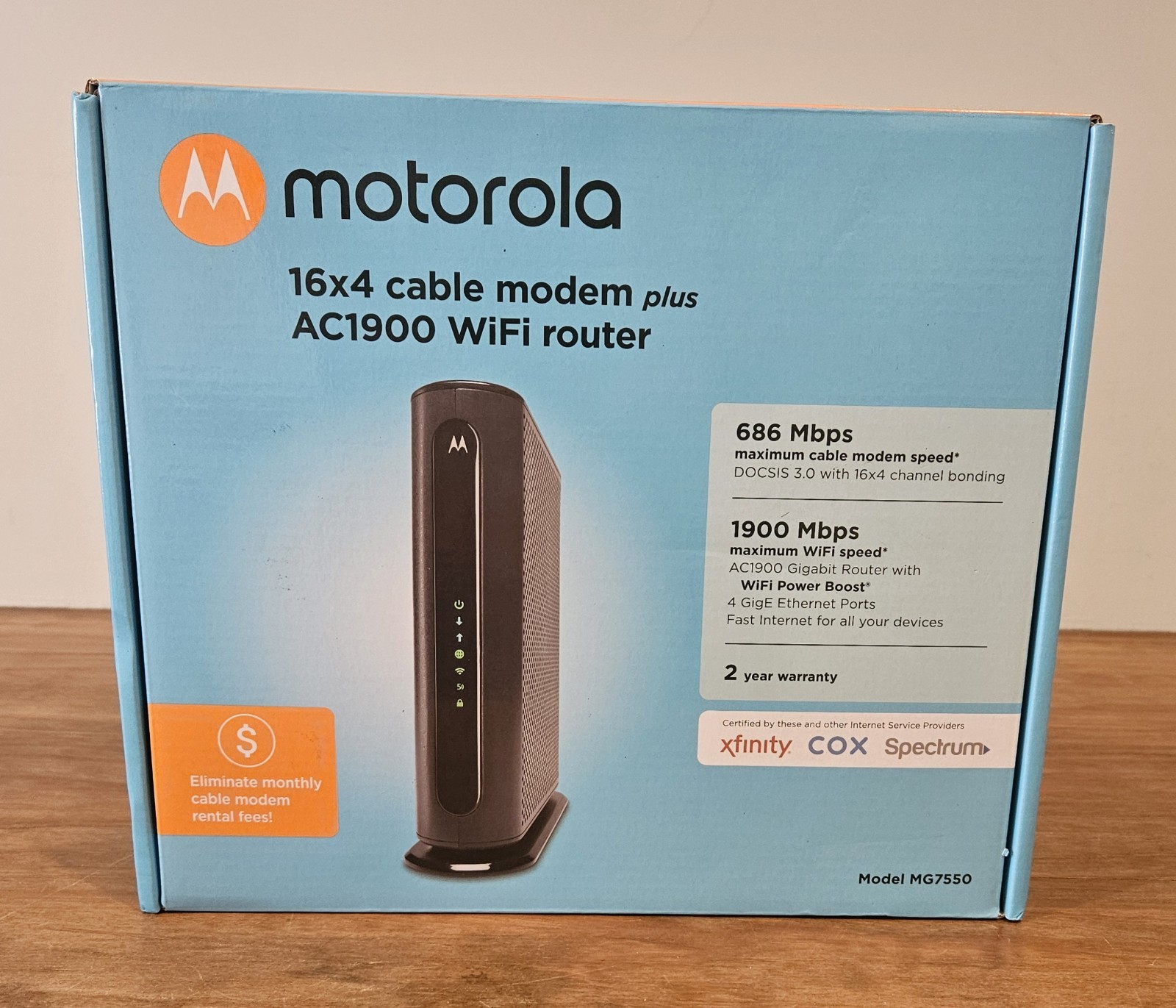 Motorola MG7550 16x4 Cable Modem AC1900 Wi-Fi Router Combo Xfinity Spectrum Cox