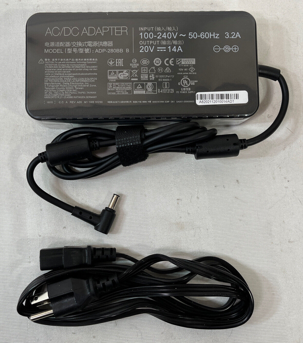 280W OEM 20V 14A ADP-280BB B For MSI GE75 Raider 9SG Series Original AC Adapter