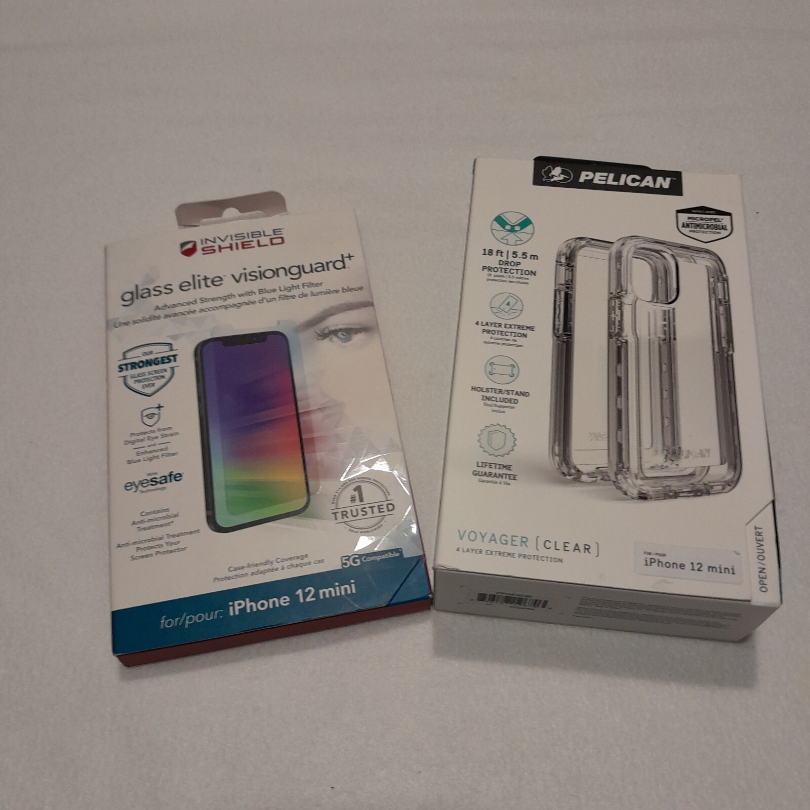 iPhone 12 mini Clear Phone Case, Belt Clip by Pelican, + Screen Protector Bundle