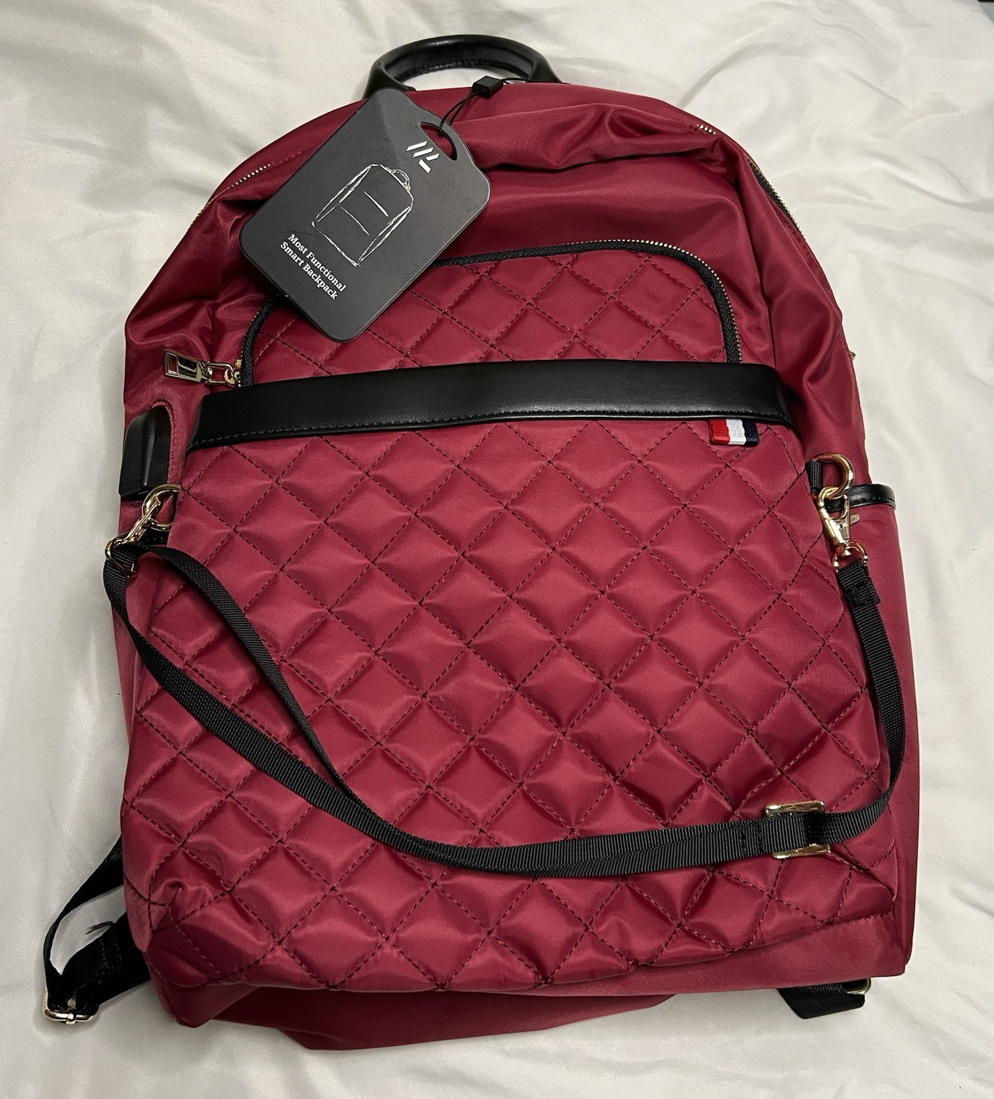 Modernistlook LUXE Luxury Smart Backpack (Maroon) Laptop Bag With USB Port NWT