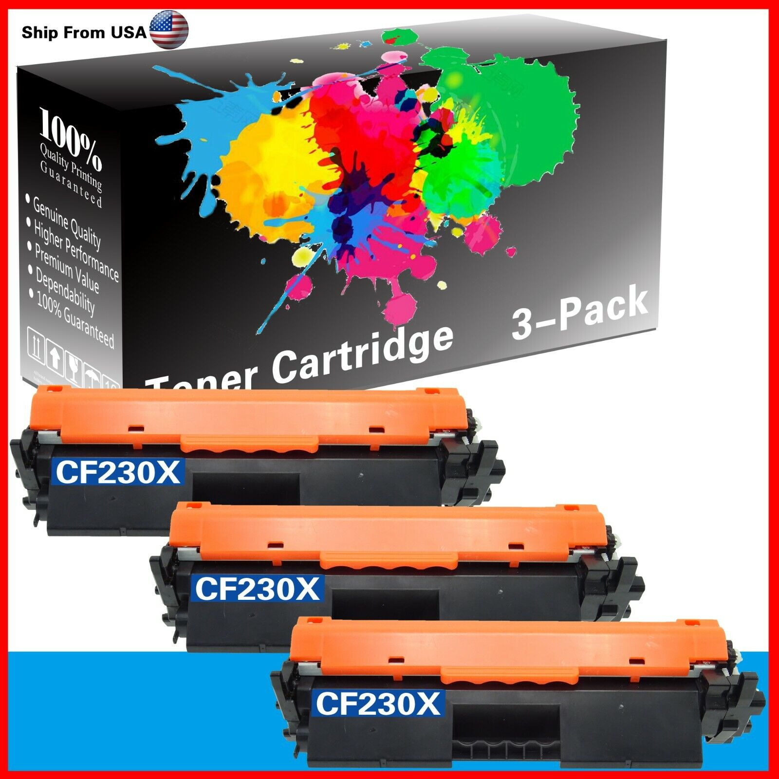 3PK 230X CF230X Toner Cartridge for Pro M203dw M203d M227sdn M227d