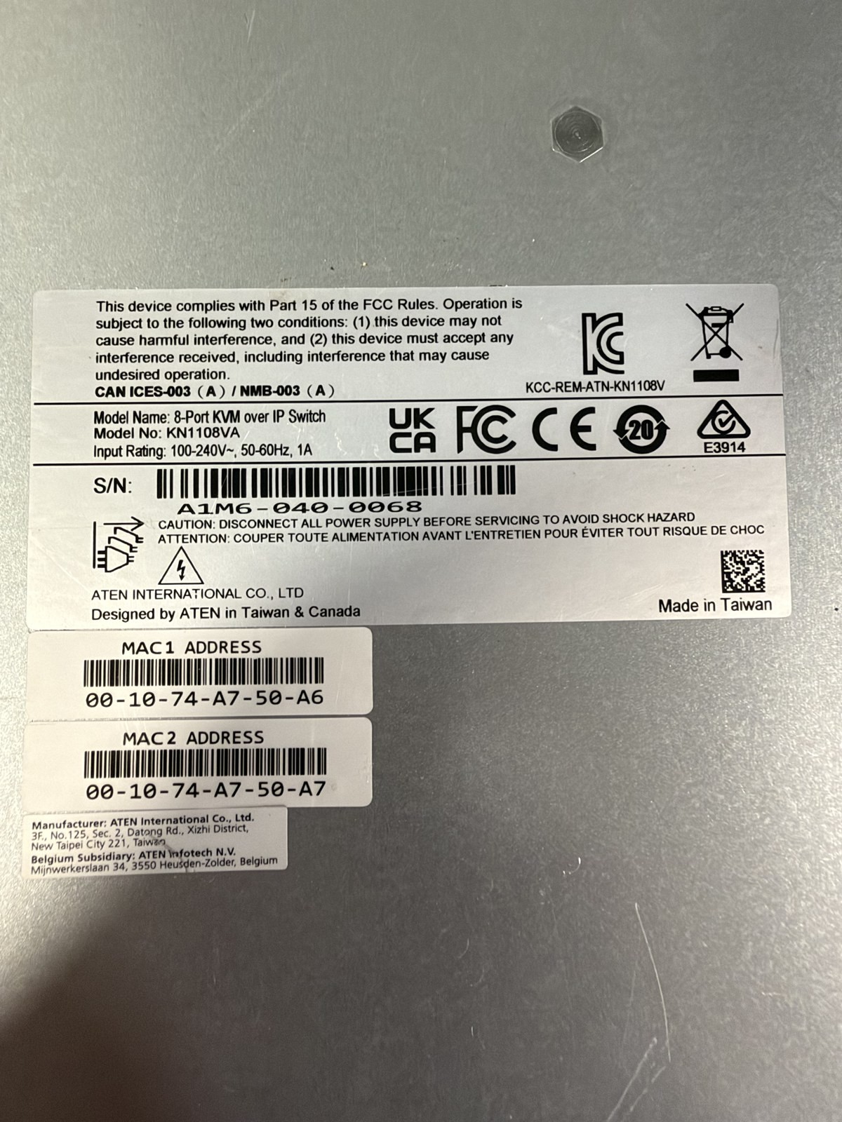 ATEN Altusen KN1108VA 8-Port KVM over IP + 7x KA7170 + 2x KA7168 Adapters