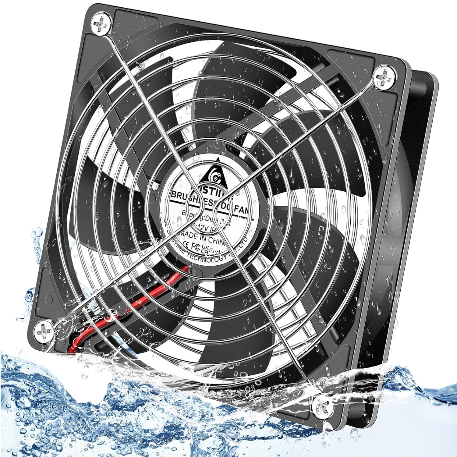 GDSTIME 120mm x 25mm 12V DC IP67 Waterproof Fan High Speed Dual Ball 120x25mm
