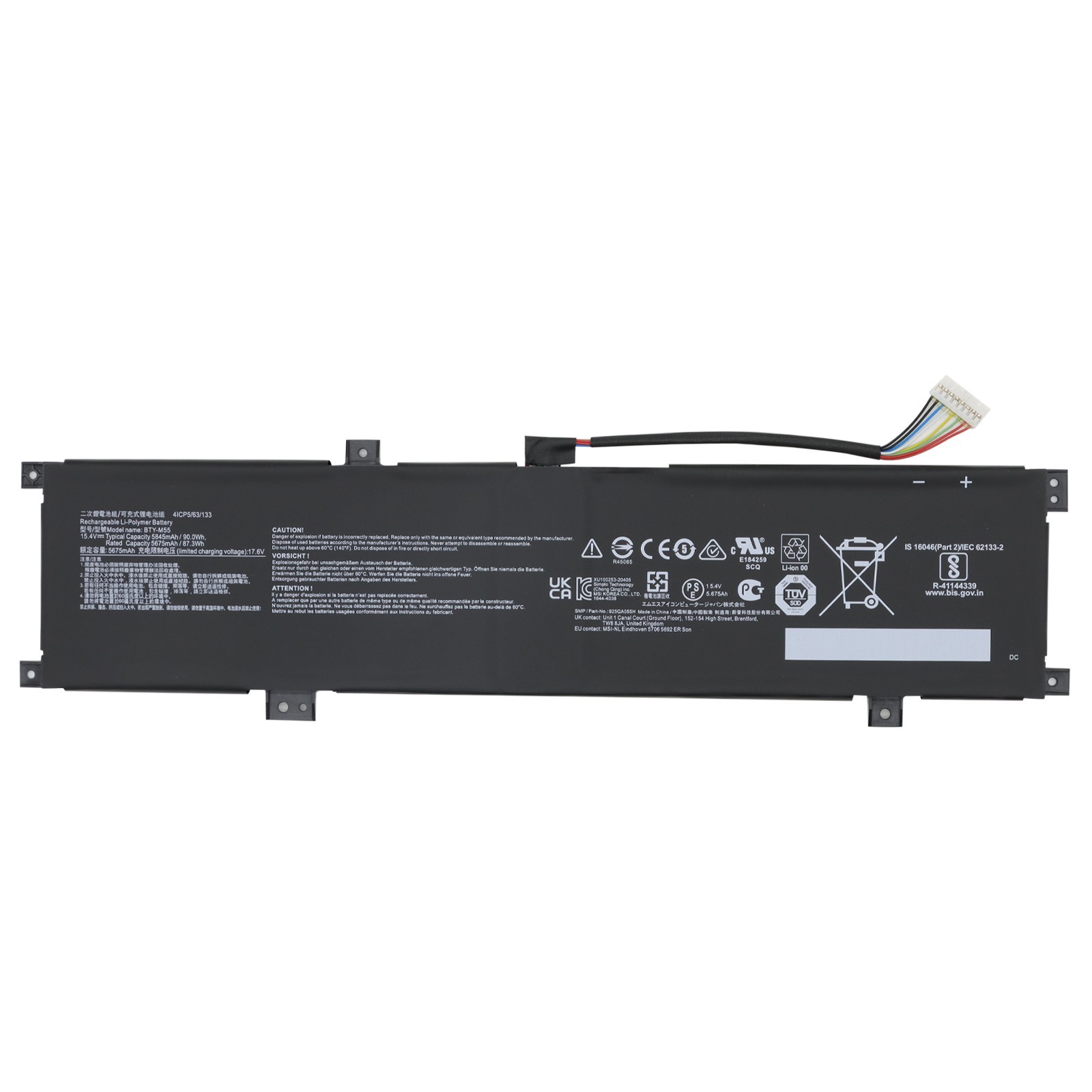 New BTY-M55 925QA055H Battery for MSI Alpha 15 A3DDK A4DEK B5EEK B5EX 5845mAh