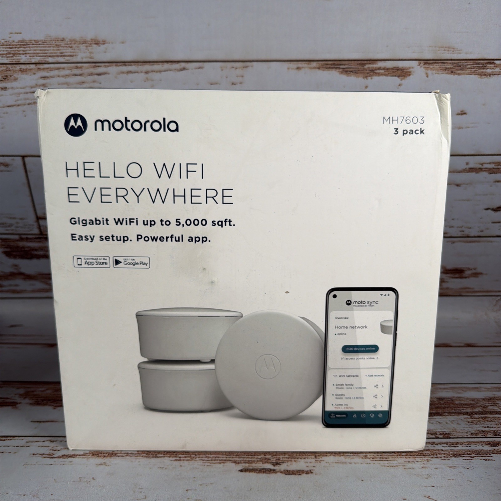 Motorola AX1800 Mesh Wi-Fi System MH7603 3-Pack Wireless Routers White