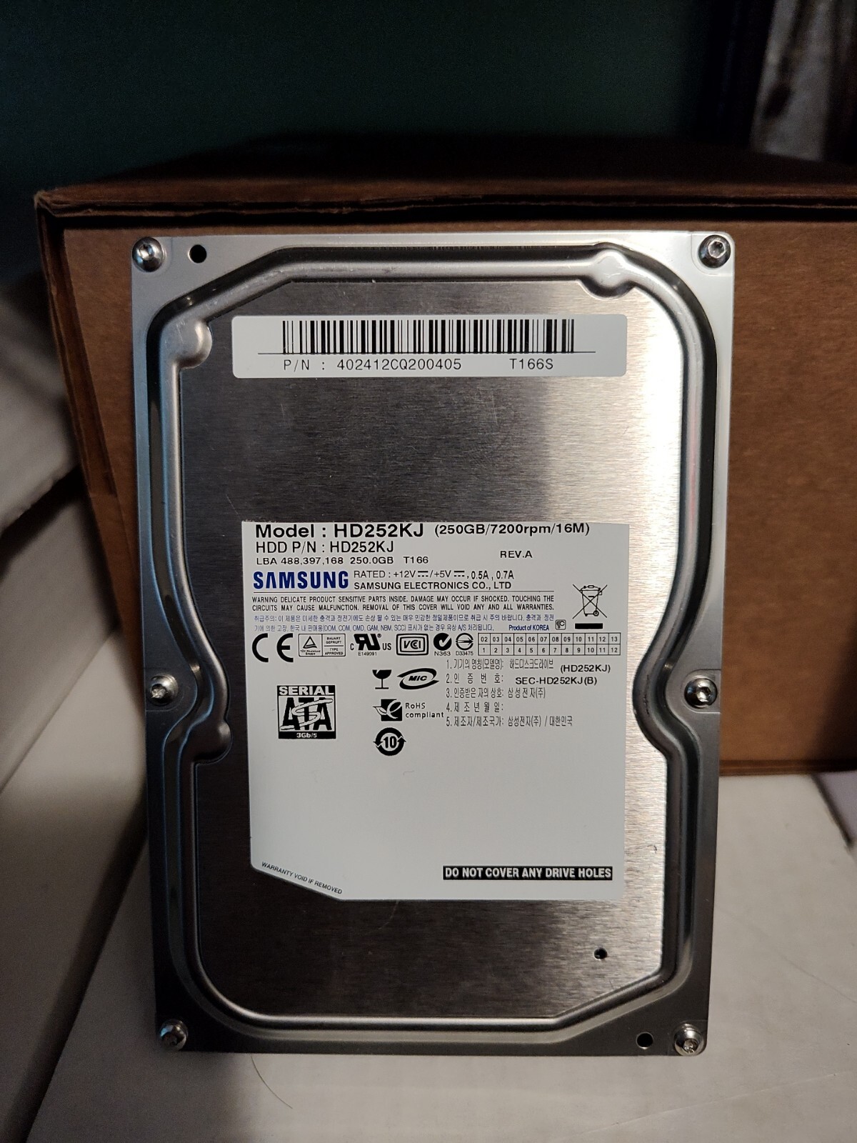 Hard Drive Samsung Spinpoint T166 HD252KJ 250GB 7200RPM 16MB SATA II Item #051