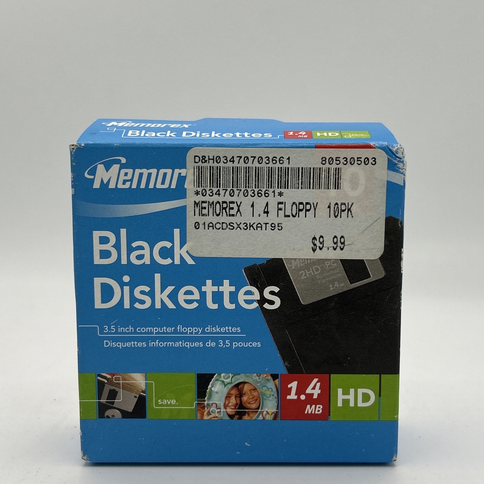 Memorex 3.5" Black Floppy Diskettes HD Computer Discs 10 Pack New / Sealed