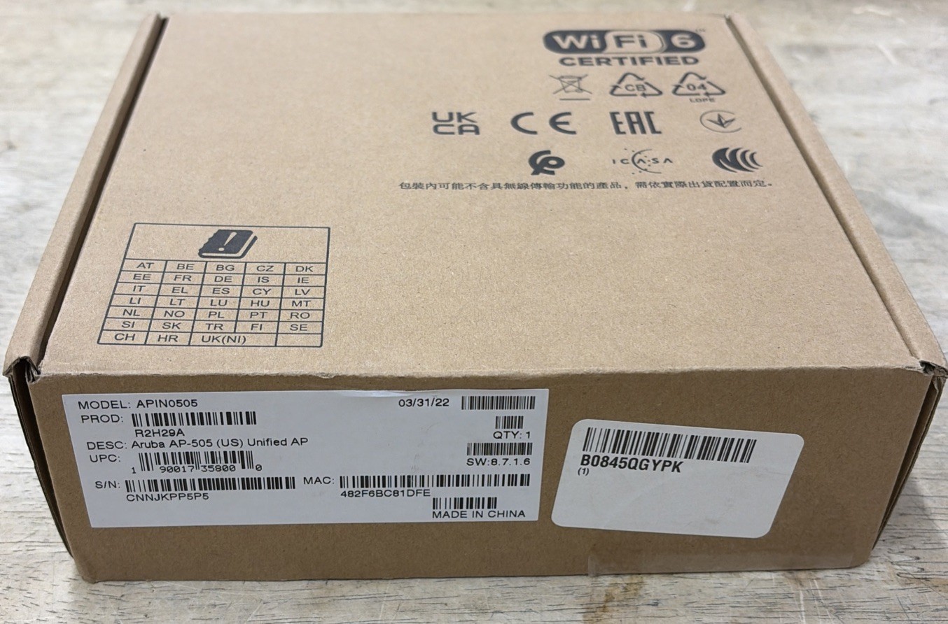 HPE Aruba AP-505 (US) - Campus Bluetooth Wi-Fi 6 - White (R2H29A)