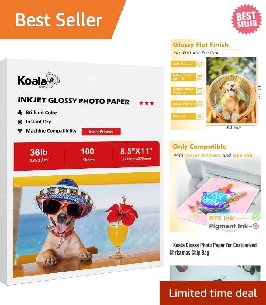 100 Sheets of Koala Glossy 8.5x11" Inkjet Paper - Ideal for Flyers & Brochures