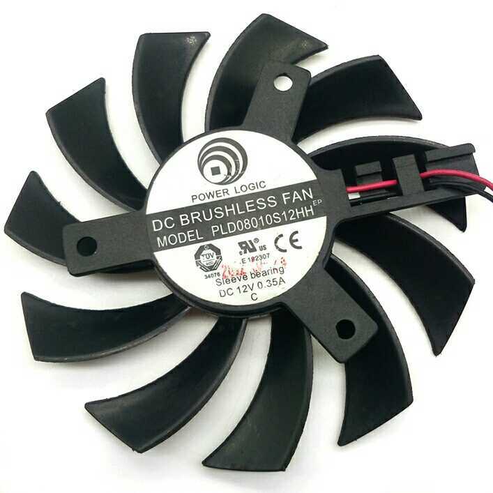 For Power Logic PLD08010S12HH DC12V 0.35A 7410 Graphics Cooling Fan 2 Wire