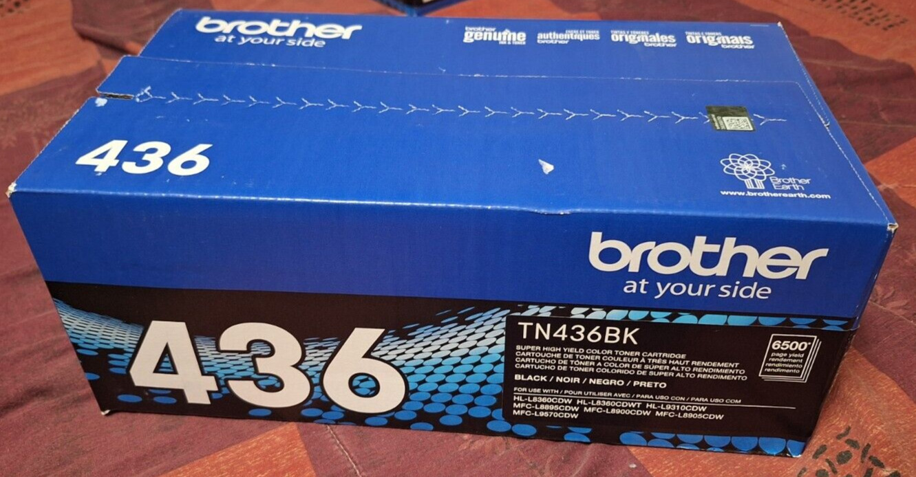 Brother TN-436BK Black Toner Cartridge Super High Yield Genuine TN436BK - NEW