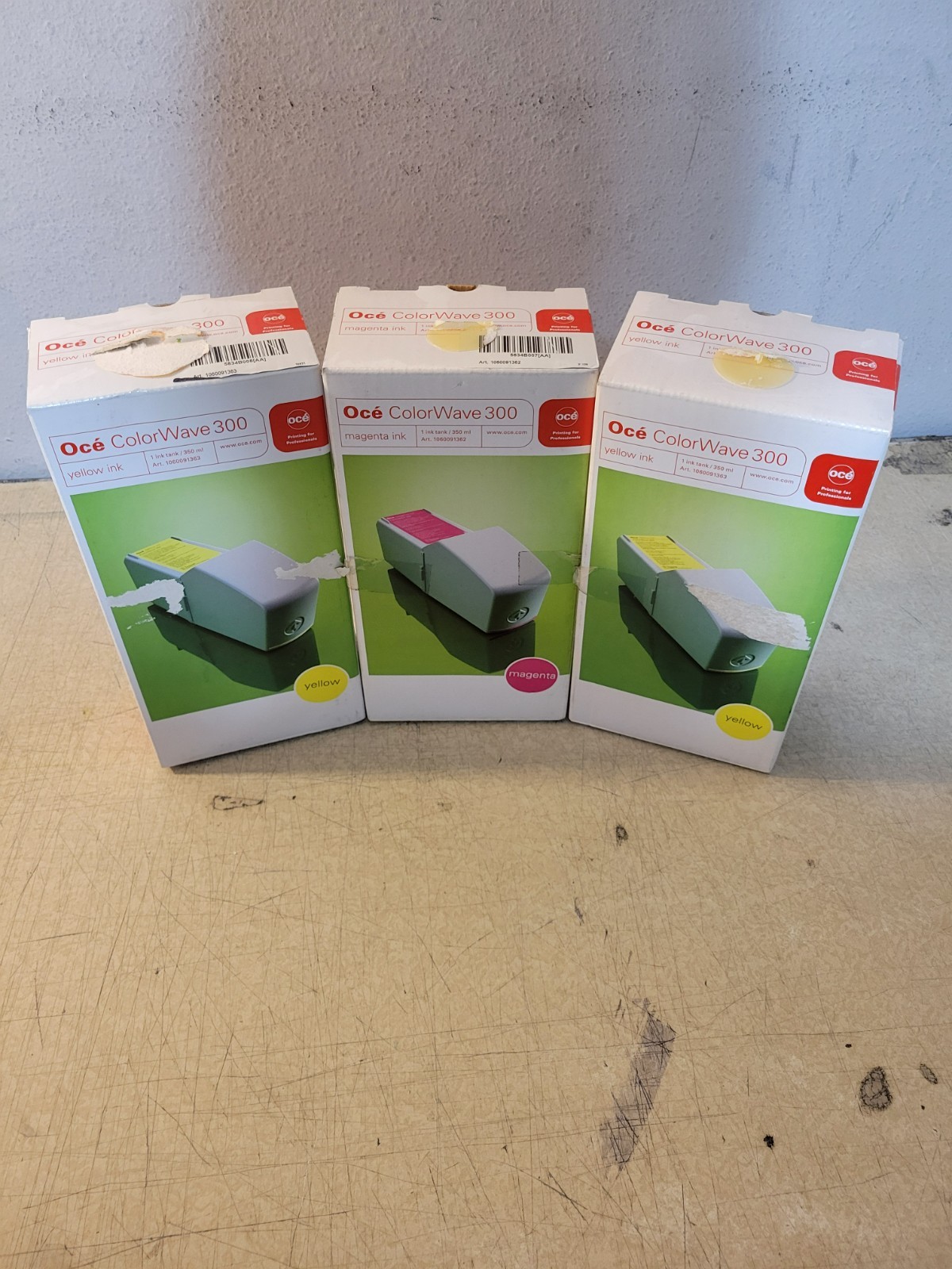 OCE CW 300 Magenta Yellow Ink Cartridge Lot Of 3 350ML Genuine New Sealed