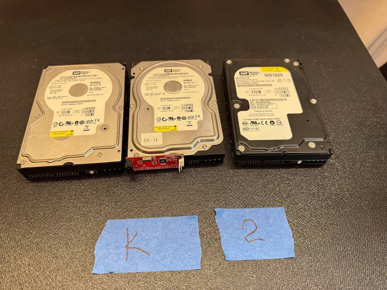 Vintage Western Digital WD3200JB, WD1600JB & WD800JB 3.5" IDE Hard Drives