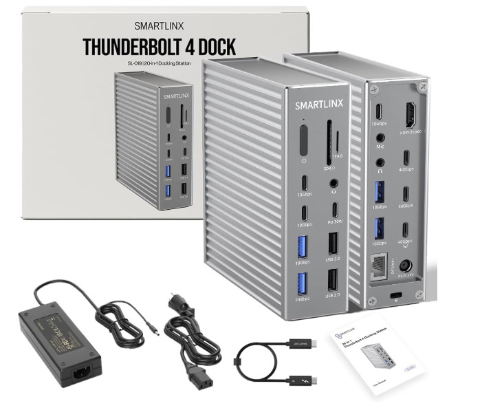 Thunderbolt 4 Docking Station 20-in-1 DisplayLink USB-C 90W SmartLinx SL-019