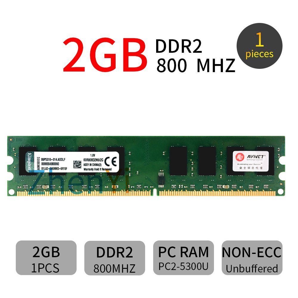 For Kingston 2GB DDR2 800MHz PC2-6400 240Pin CL6 Desktop Memory KVR800D2N6/2G