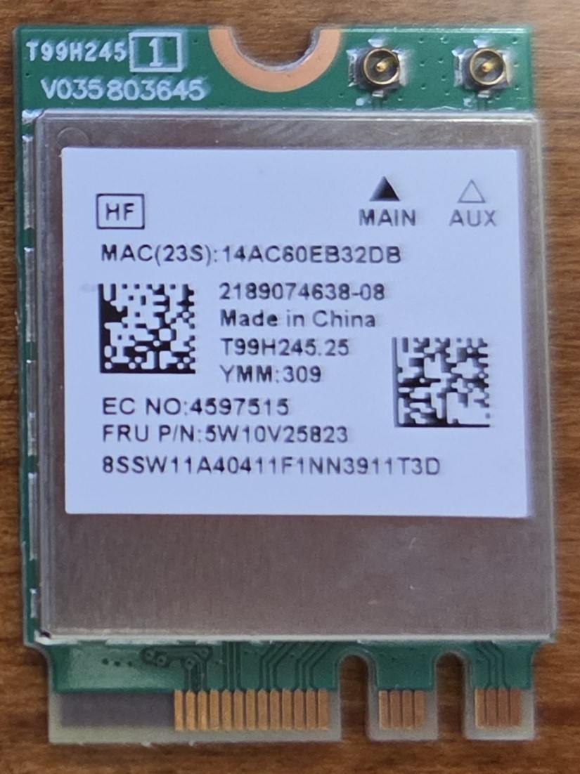 5W10V25823 Lenovo OEM Mediatek MT7921 WiFi6 Wireless Card WLAN Bluetooth 5.2