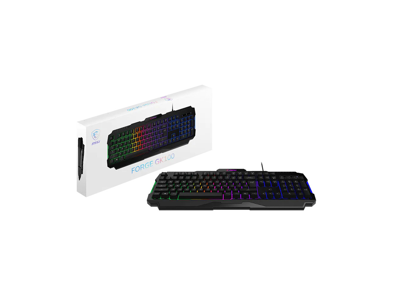 MSI FORGE GK100 Wired Gaming Keyboard, Full-Size 104-Key Membrane Keyboard, RGB
