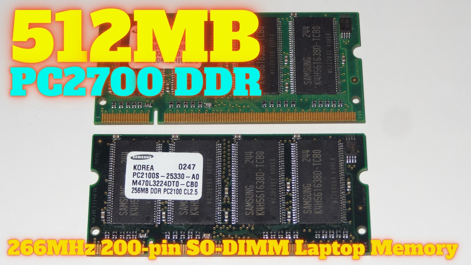 512MB (2x256MB) DDR-266 PC2100 Laptop (SODIMM) Memory RAM KIT 200-pin **Tested**