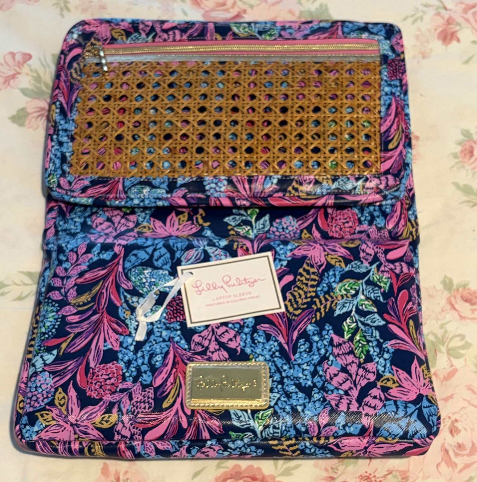 New Lilly Pulitzer 14” Laptop Case Sleeve Extra Storage Calypso Coast Padded
