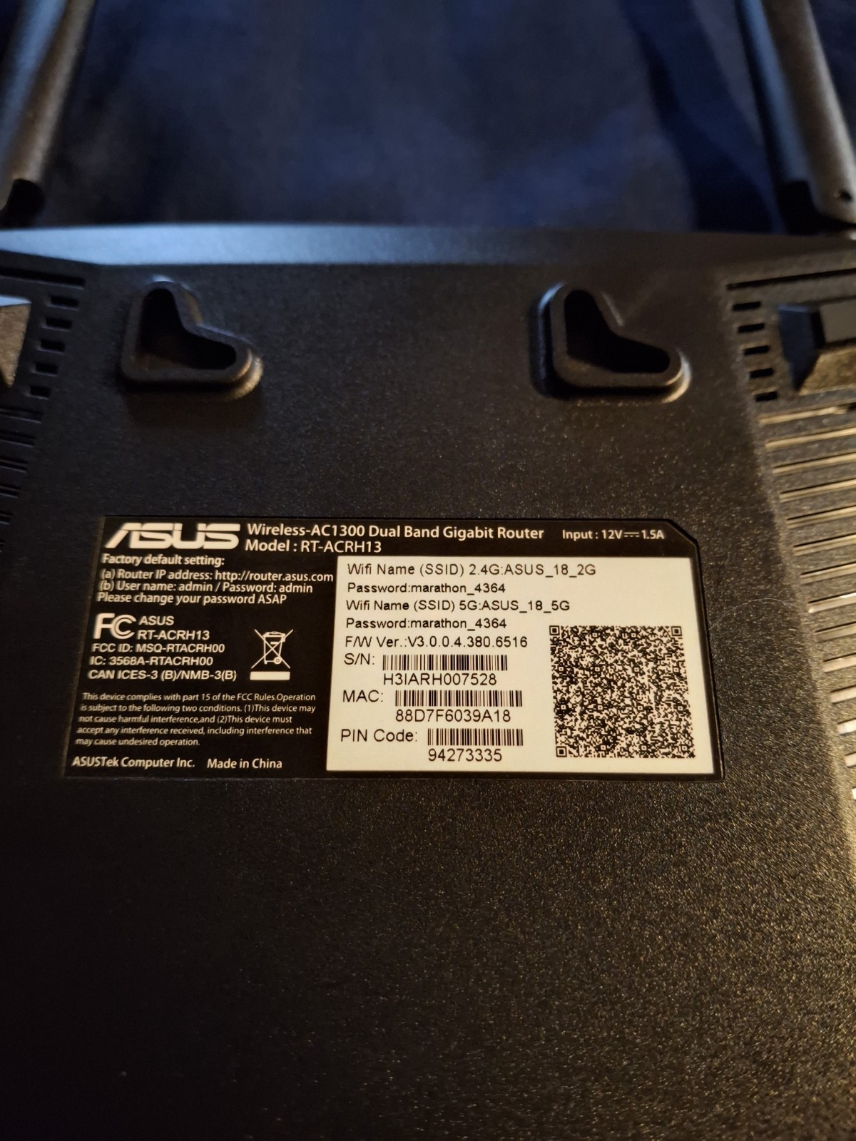 ASUS RT-ACRH13 Dual Band Wireless AC1300 Gigabit Wi-Fi Router USB 3.0