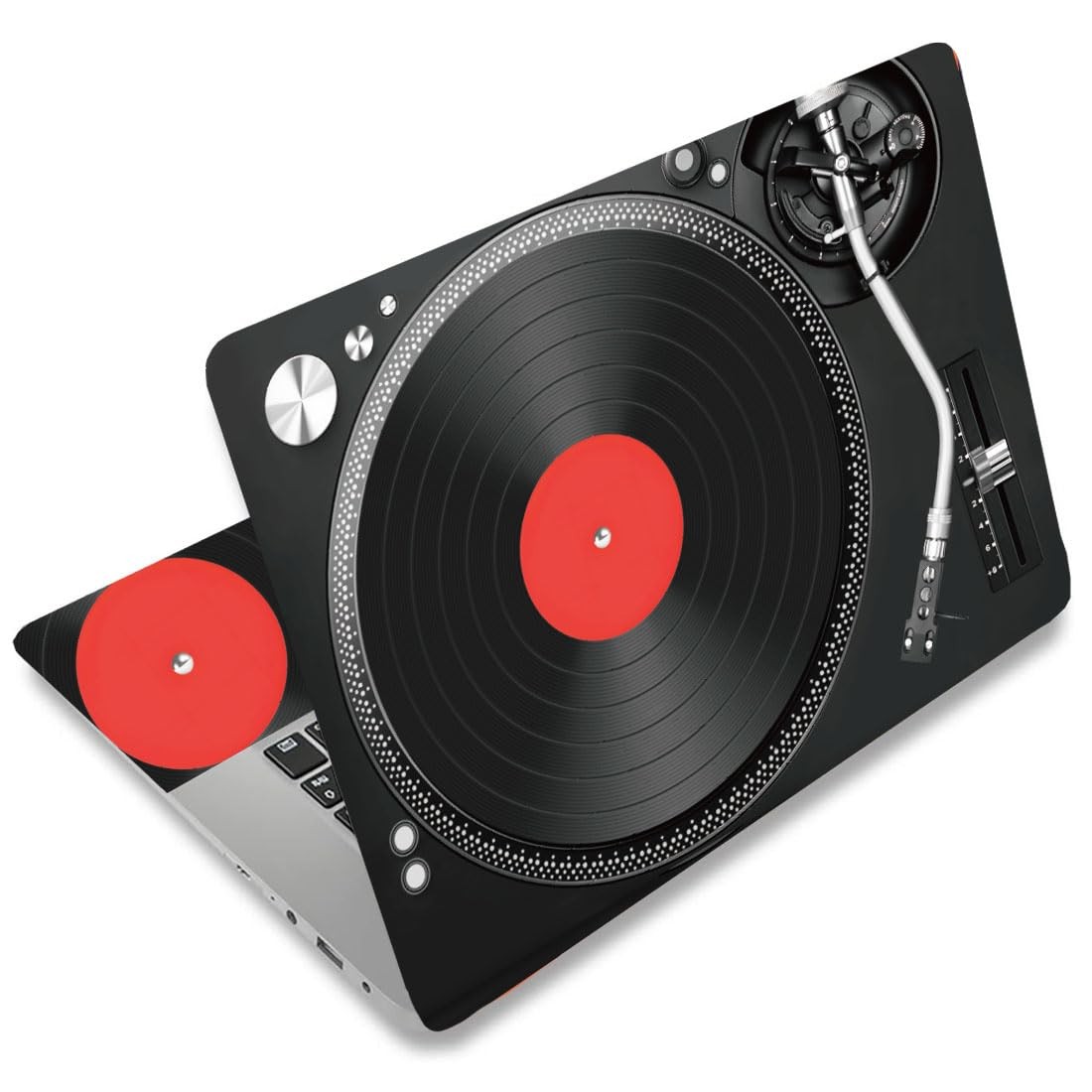 SUPERDANT Vintage Vinyl Record Laptop Skin 38cmx27cm/14.9x10.6inch, Black+Red