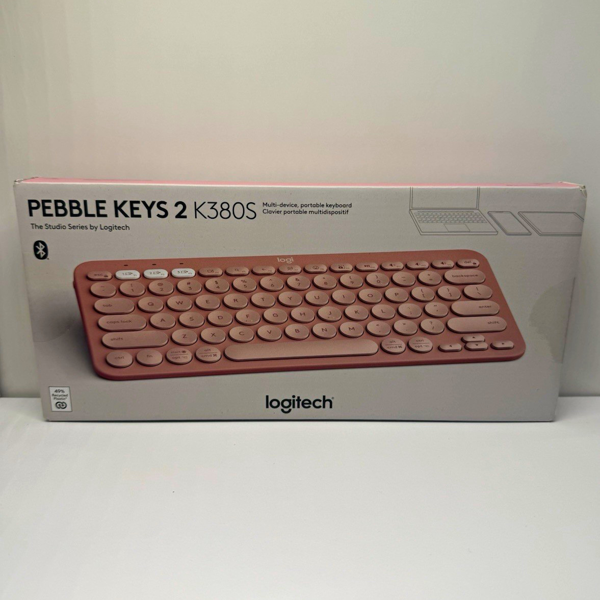 Logitech Pebble Keys 2 K380S Compact Bluetooth Wireless Keyboard Pink QWERTY