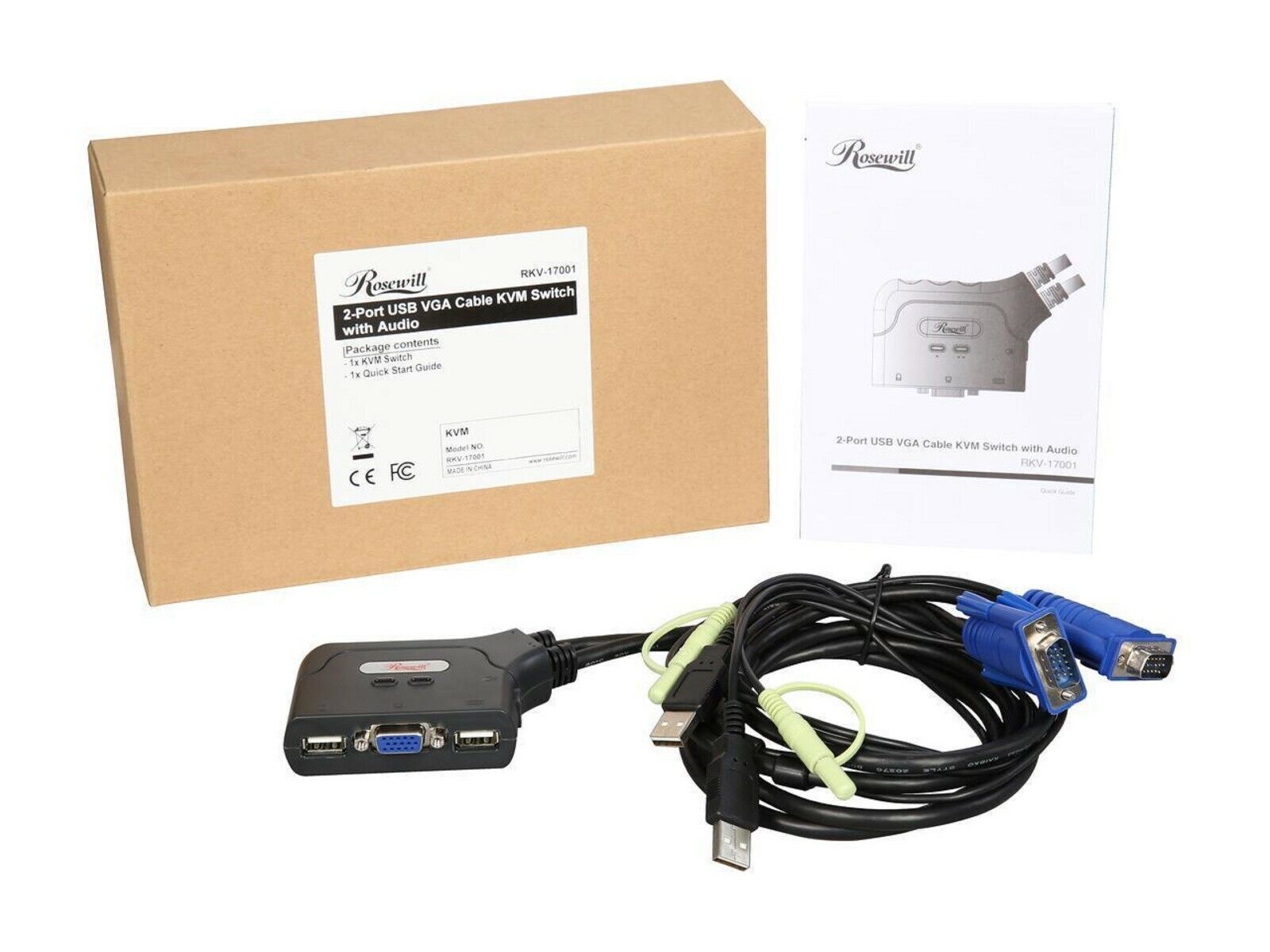 2-port USB VGA cable KVM switch with audio