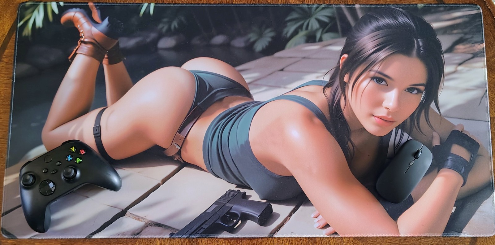 Large XXL Gaming Mouse Pad 31x15 Desk Mat Action Relic Hunter Jungle Girl PC
