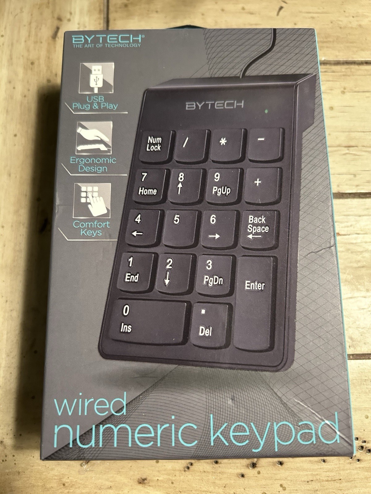 Bytech Wired USB Numeric Keypad - 18 Keys, Plug & Play, Slim Numpad for Laptop