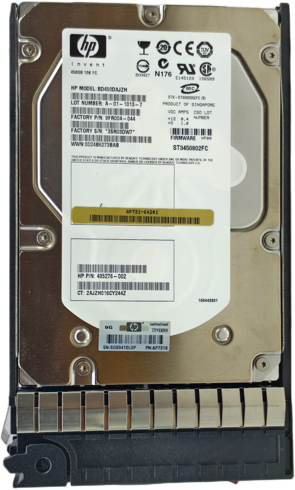 HP 518734-001 450 GB DualPort 10K Fibre Channel BD450DAJZH 9FR004-044 495276-002