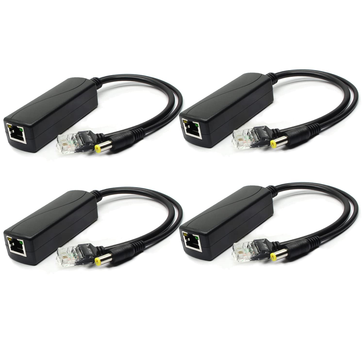 4-Pack Active 48V to 12V PoE Splitter Adapter, IEEE 802.3af Compliant, 10/100...