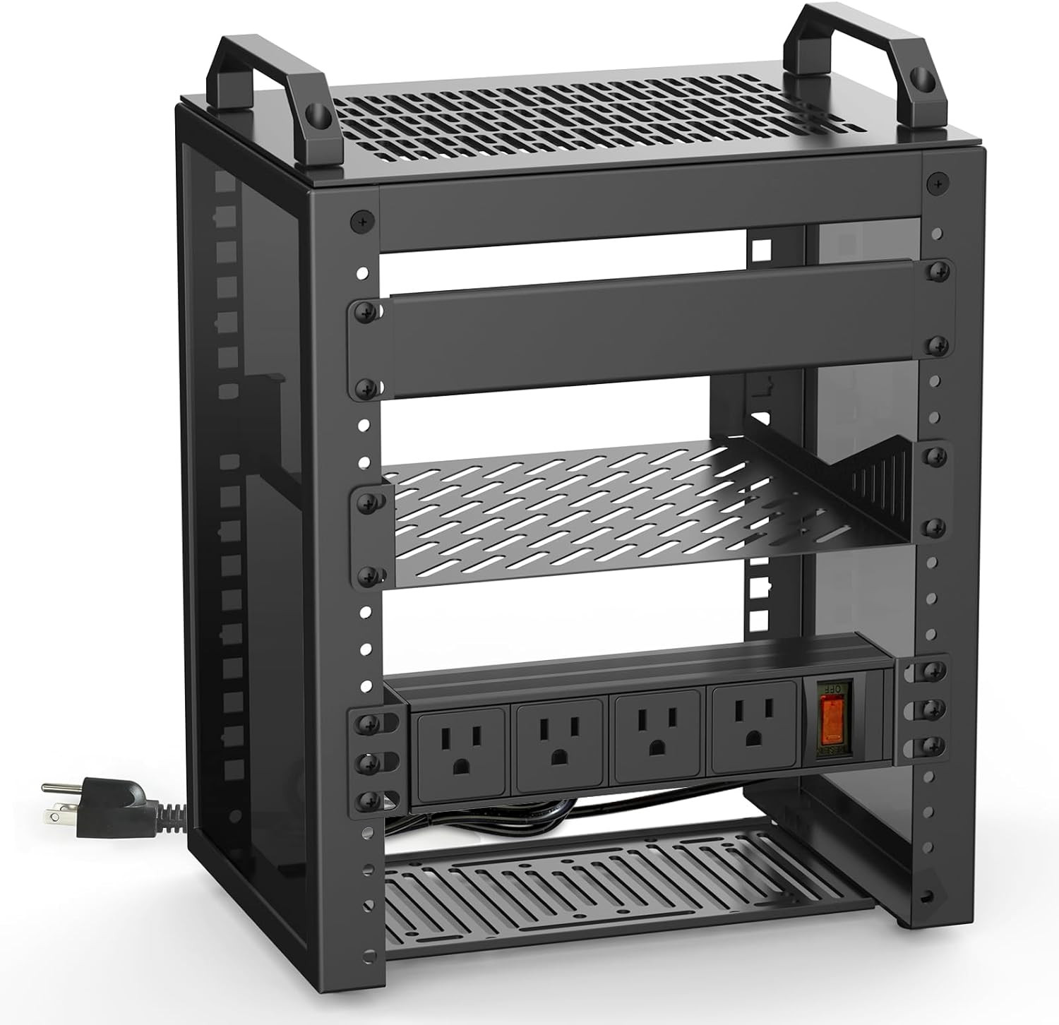 6U Network Rack Unit with Rack-Mounted PDU Power Outlets, a 10-Inch Mini Server
