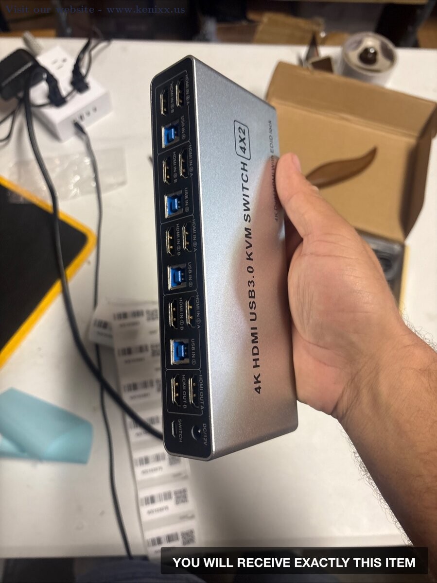 3.0 HDMI KVM Switch for 4 Computers and 2 Monitors, 4 Port Dual Monitor, 4K@60Hz