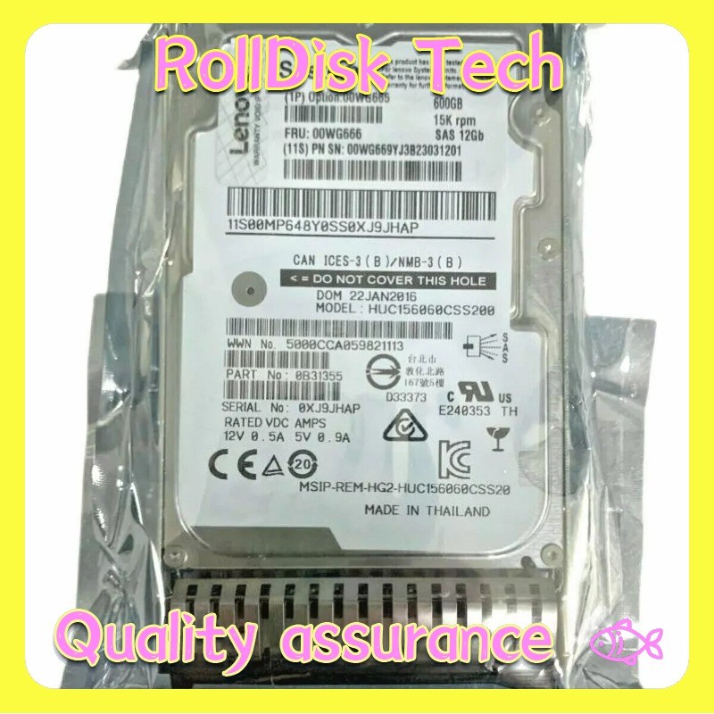 Used 00WG665 00WG666 IBM 600 GB 15K 12GBPS SAS 2.5" Internal Hard Drive