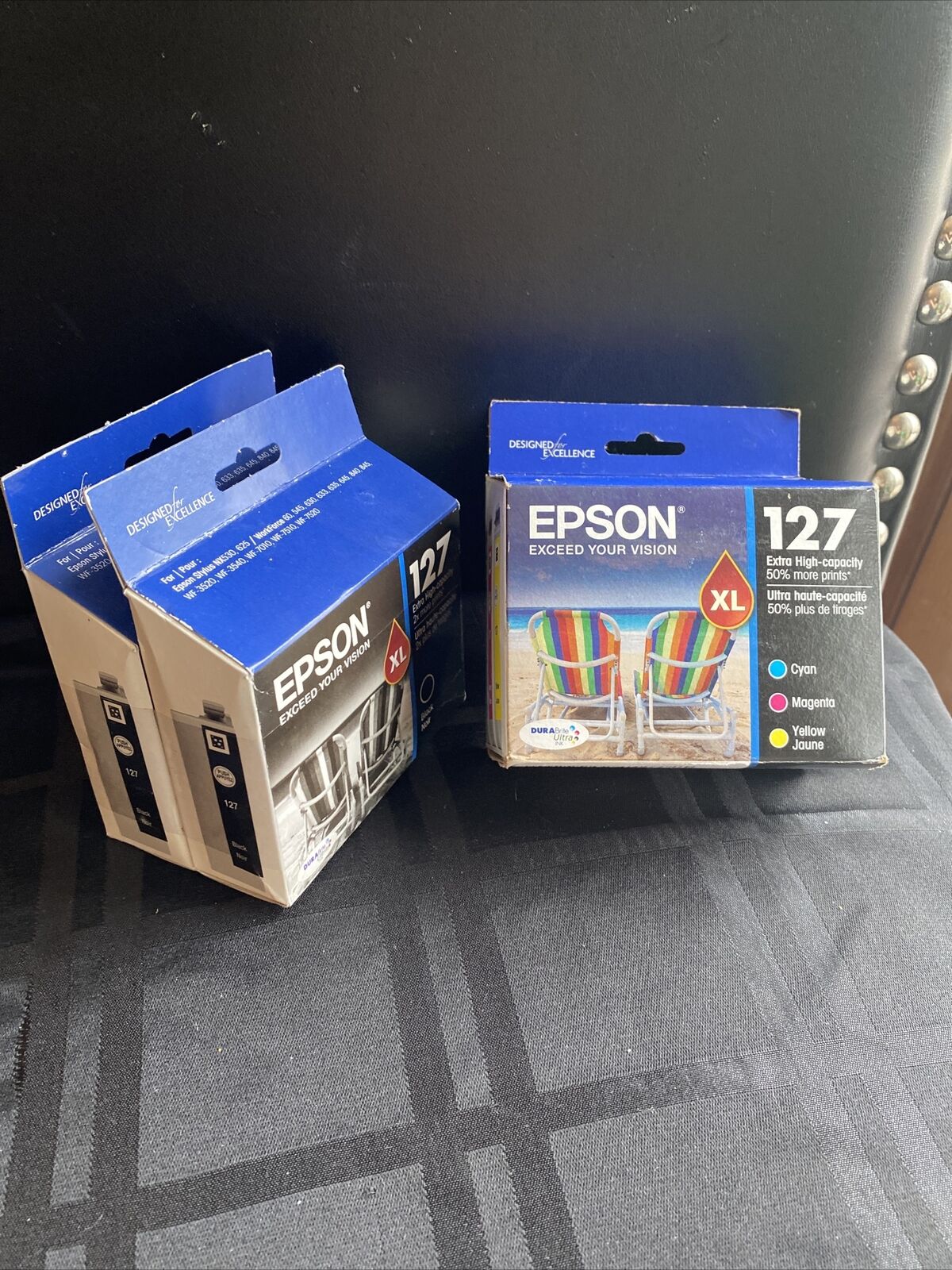 LOT • Genuine Epson 127 XL T127120 Black & T127520 Color Extra High Capacity Ink